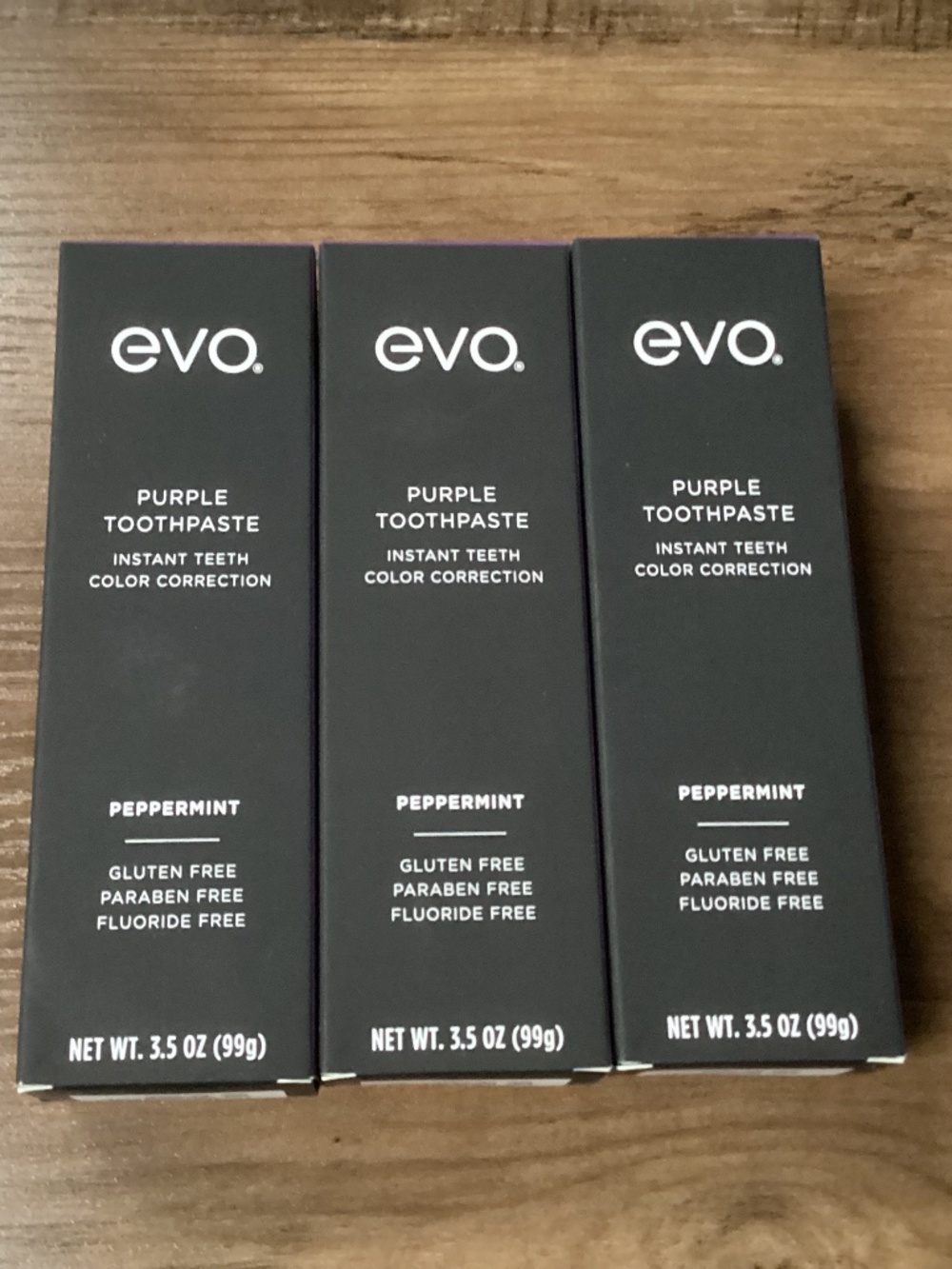 EVO Purple Toothpaste Instant Teeth Color Correction Peppermint Bundle 3-pack